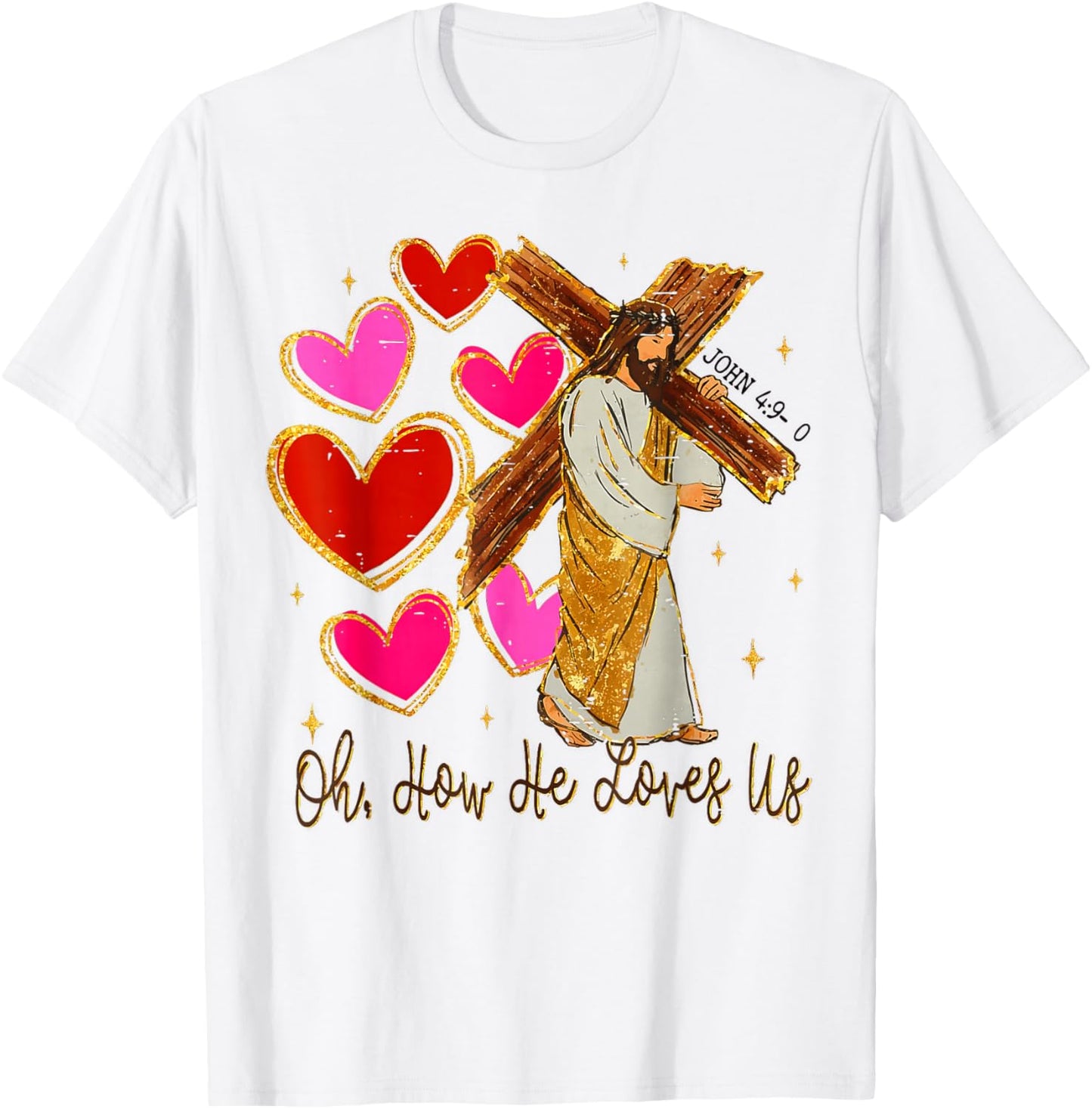 oh, How he Love us - Jesus Valentine T-Shirt - T-Shirt | White