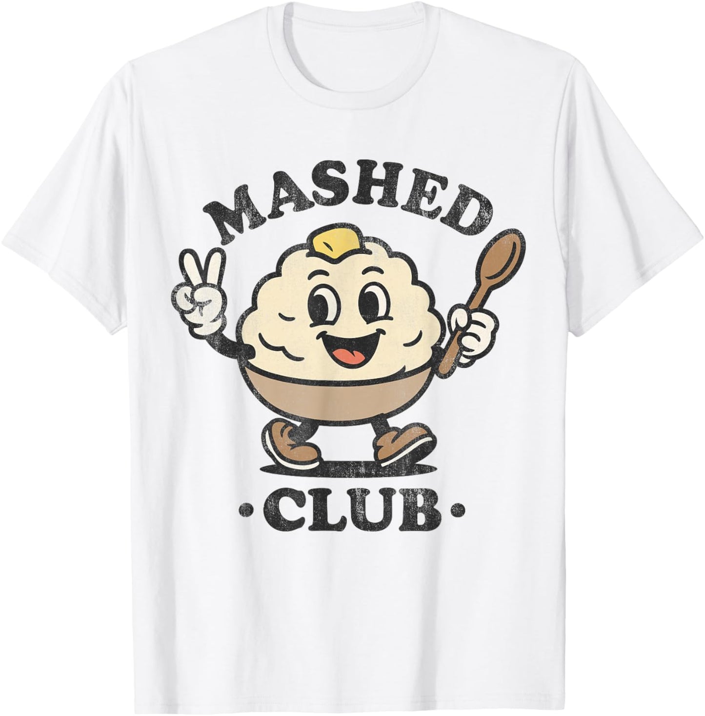Vintage Mashed Club Retro Kawaii Potato Bowl T-Shirt - T-Shirt | White