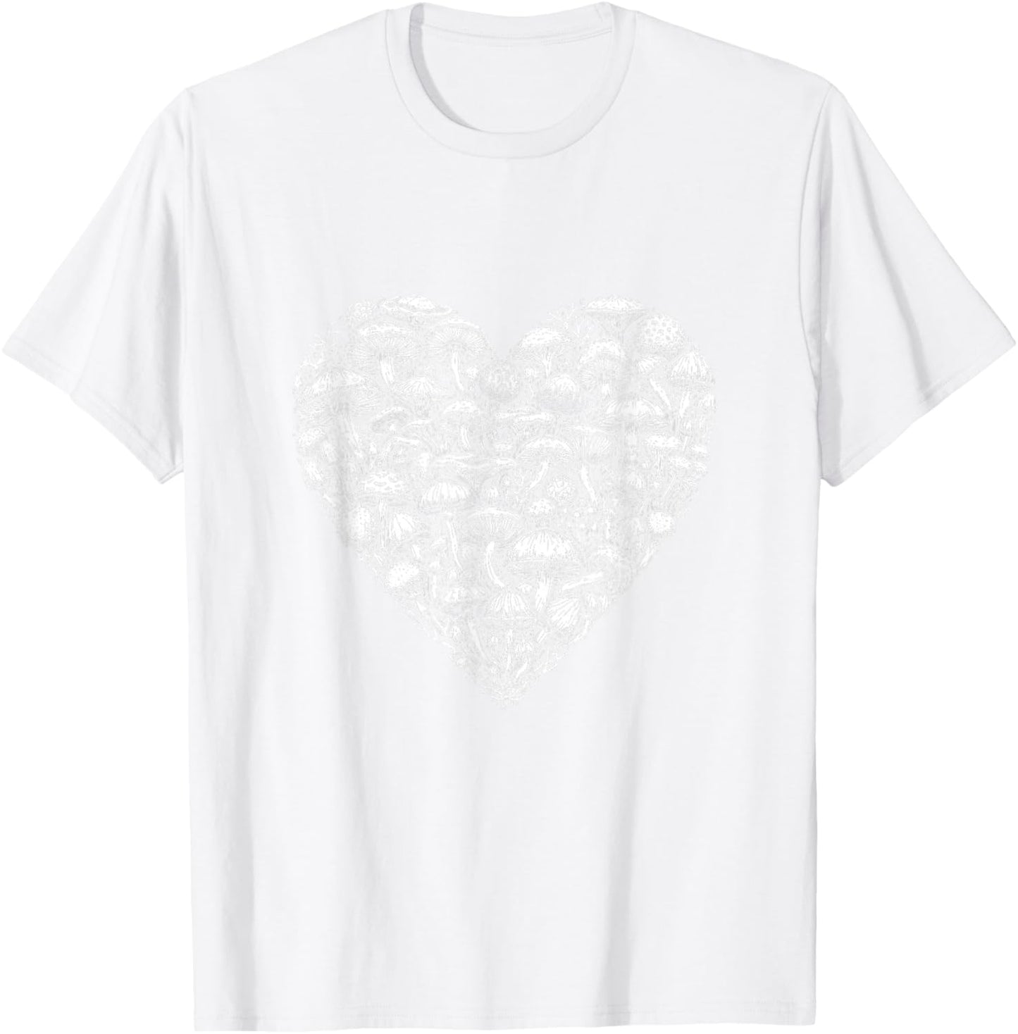 Mushroom Heart Shaped Cute Valentines Days T-Shirt - T-Shirt | White