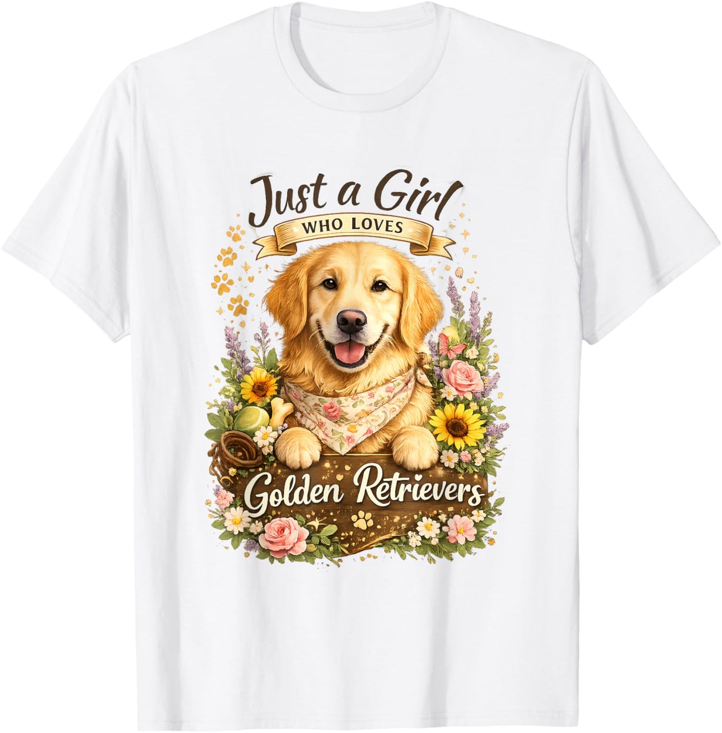 Just a Girl Who Loves Golden Retrievers T-Shirt - T-Shirt | White