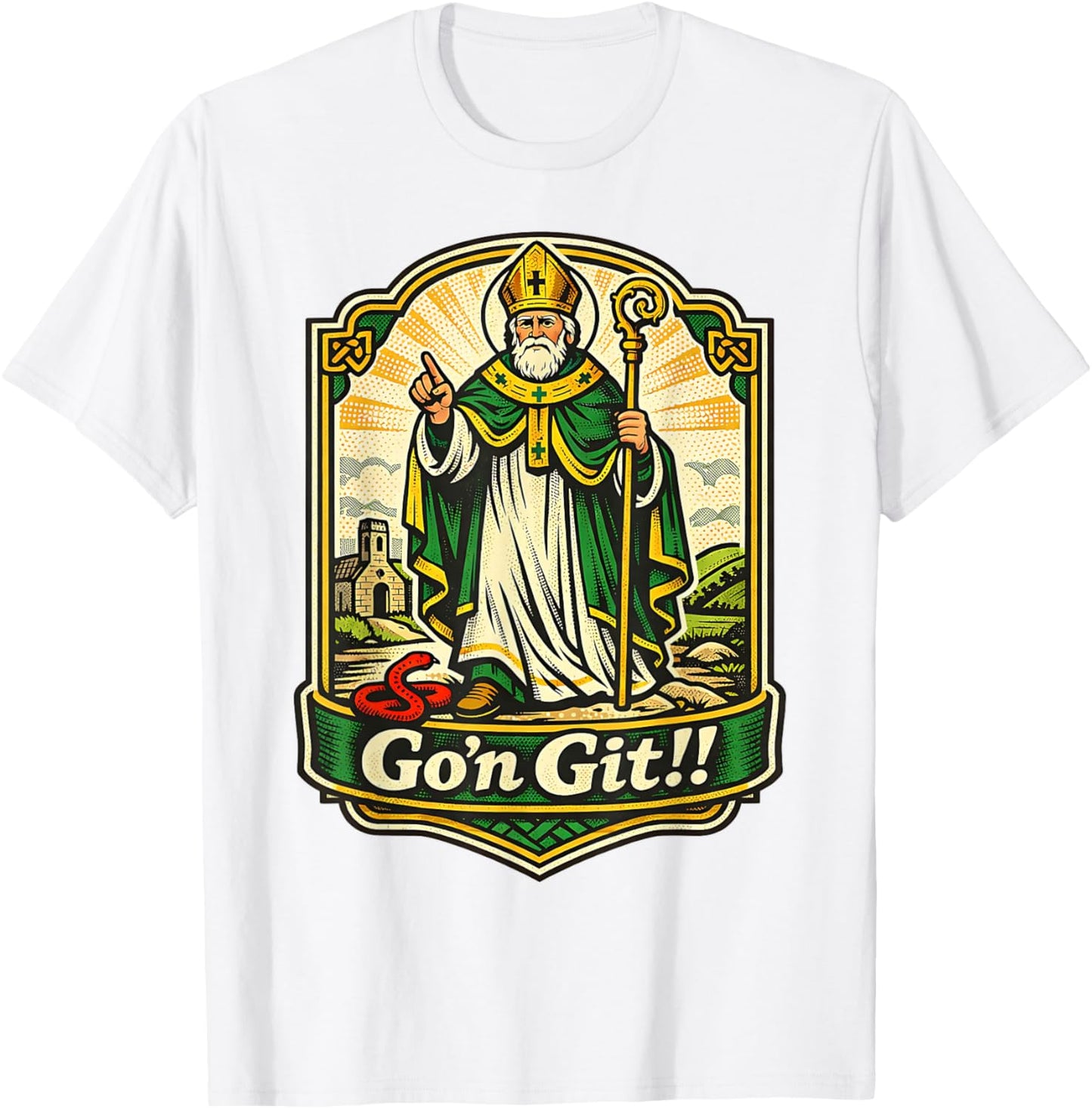 St Patrick Snake Gon Git Card Saint Pattys Men Women Kids T-Shirt - T-Shirt | White