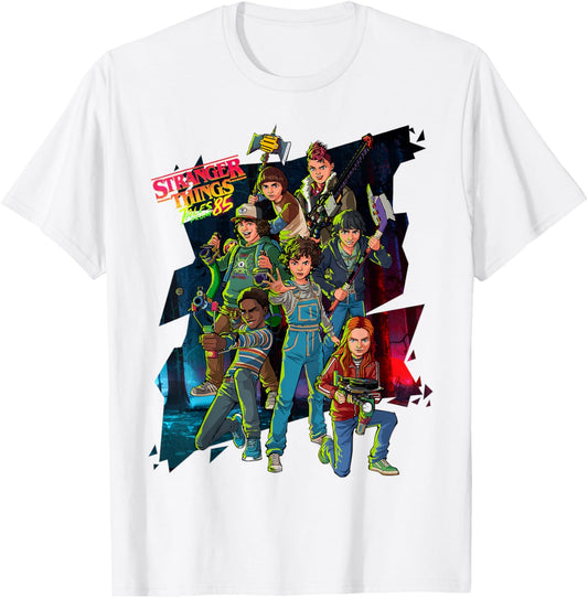 Stranger Things Tales from '85 Animated Character Group Shot T-Shirt - T-Shirt | White