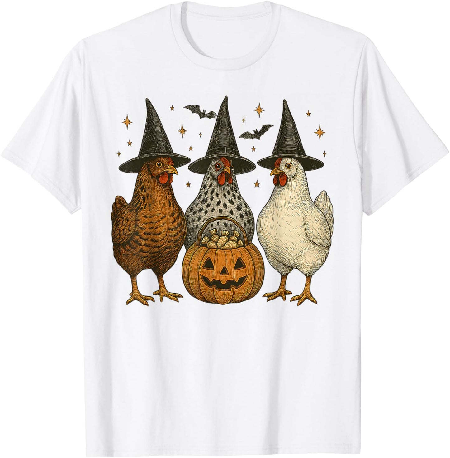 Chickens Spooky Halloween Costumes Vintage Women Kid T-Shirt - T-Shirt | White