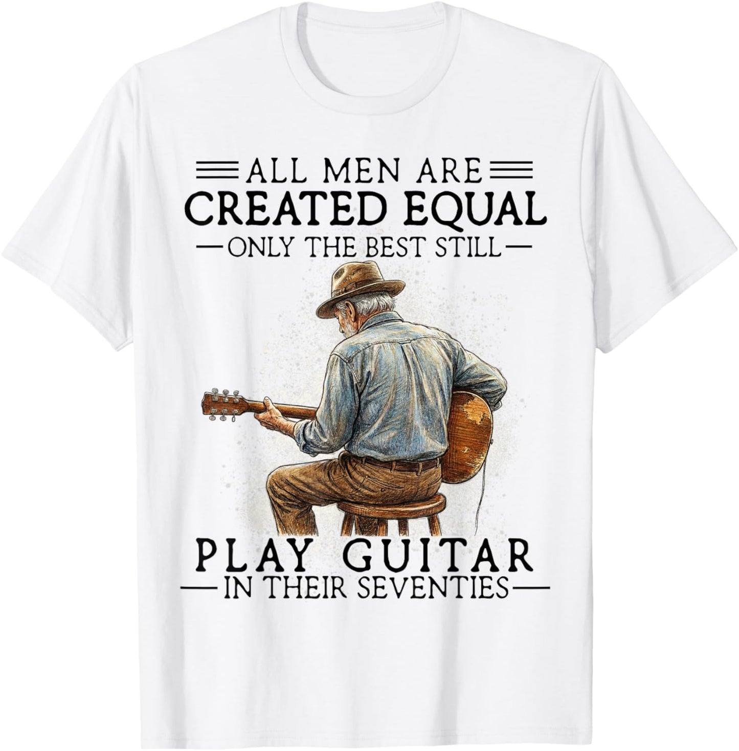 70th Birthday Guitar Best Play in Seventies Acoustic T-Shirt - T-Shirt | White