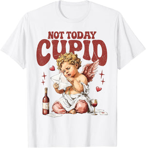 Vintage Sarcastic Anti Valentines Day Sassy Not Today Cupid T-Shirt - T-Shirt | White