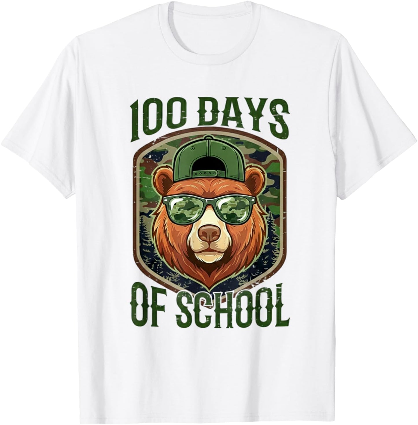 100 Days of School Cool Bear with Sunglasses T-Shirt - T-Shirt | White