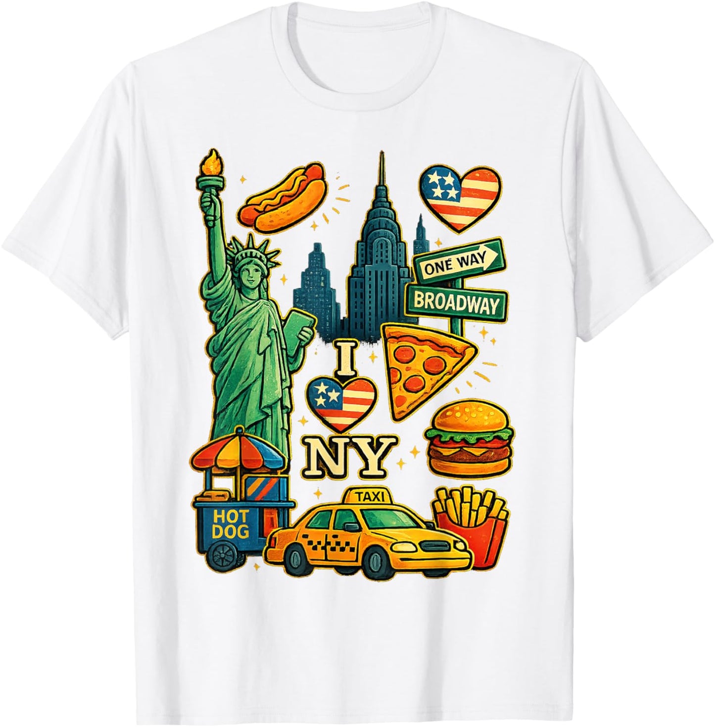 New York City Souvenir NY Icons Toddlers Kids Boys Girls T-Shirt - T-Shirt | White