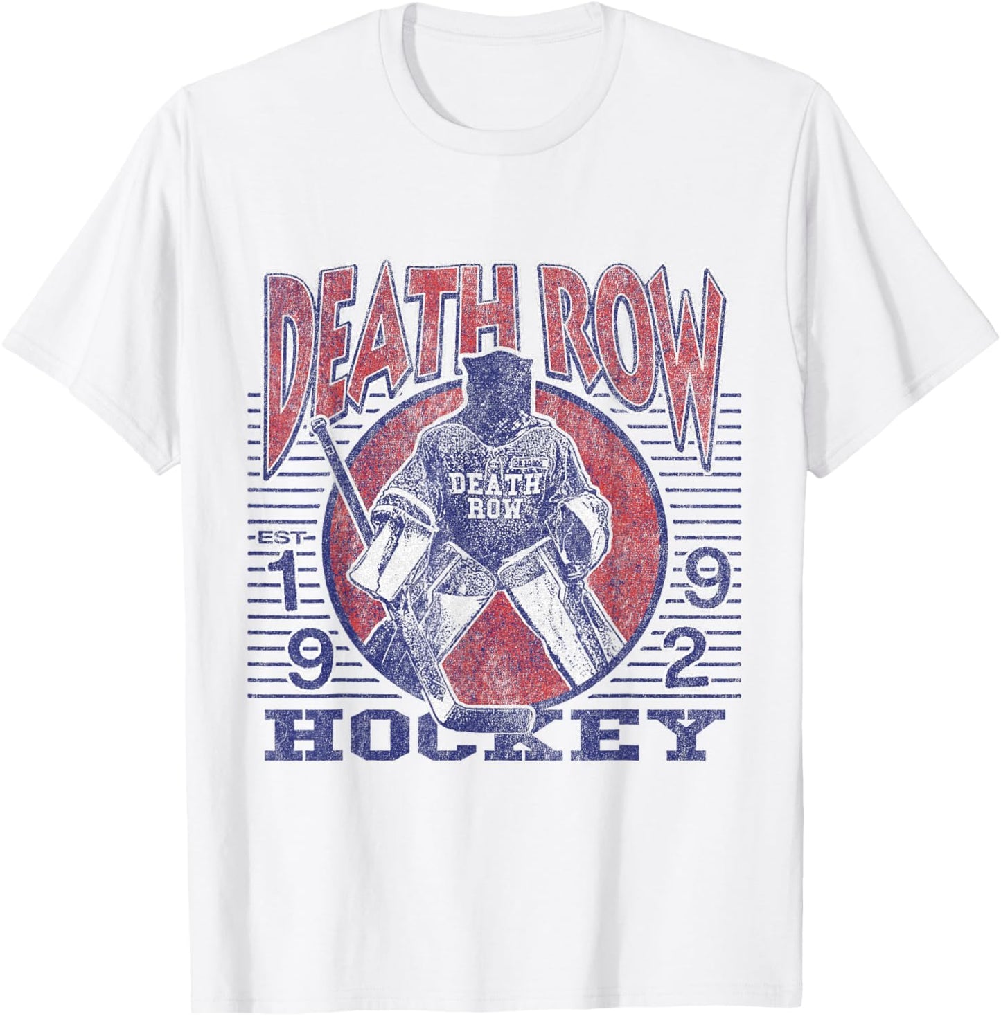 Official Death Row Records Athletics Hockey T-Shirt - T-Shirt | White