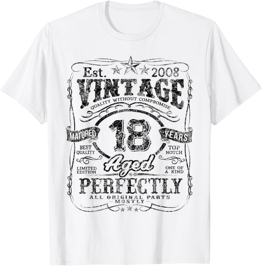 Vintage 2008 Limited Edition Shirt 18 Year Old 18th Birthday T-Shirt - T-Shirt | White