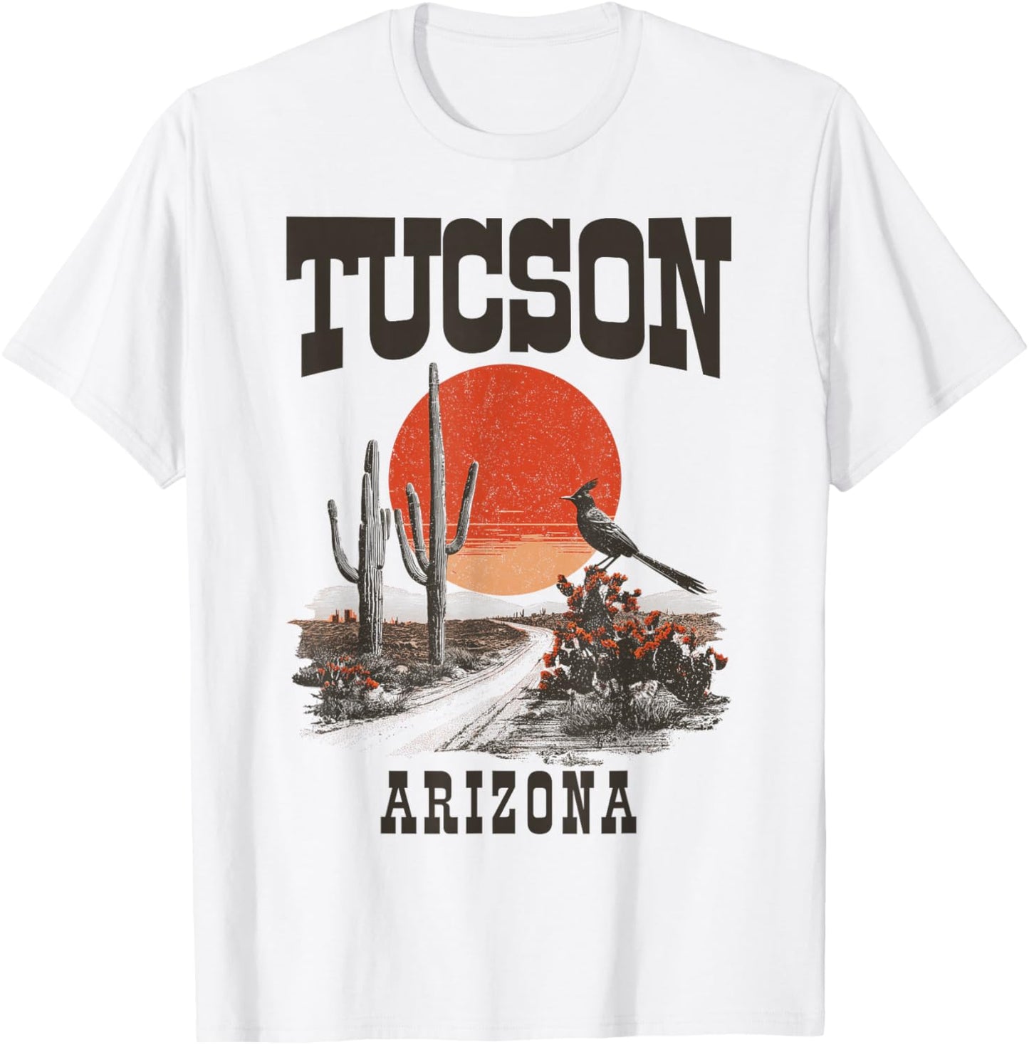 Tucson Arizona Roadrunner Desert Cactus Vintage T-Shirt - T-Shirt | White