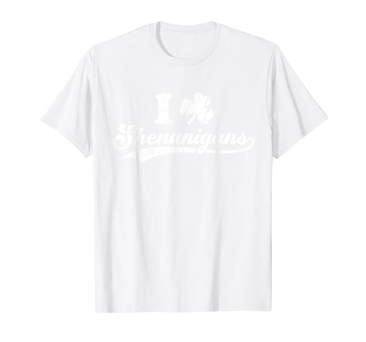 St Patrick's Day I Love Shenanigans Vintage Shamrock T-Shirt