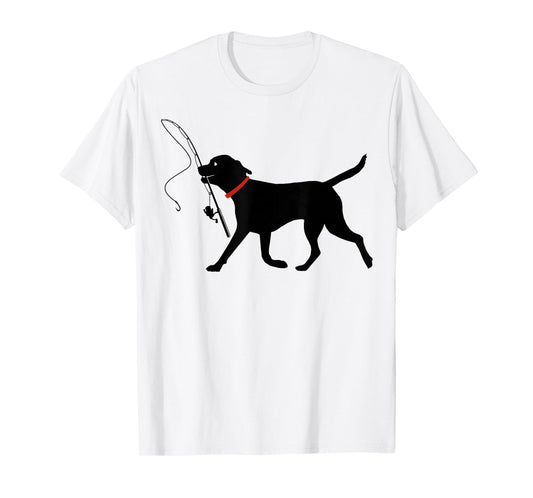Labrador Retriever Running Fly Fishing Black Lab Dog T-Shirt