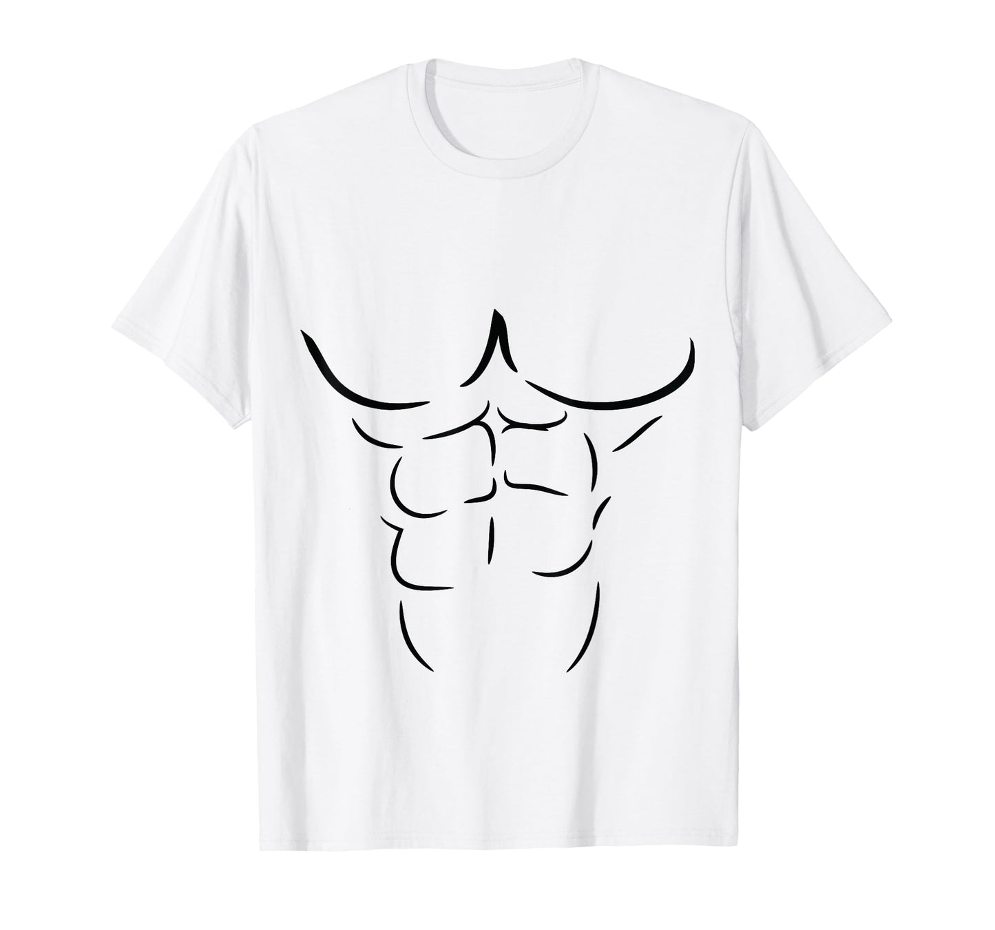 Cartoon Fake Muscle Abs Six Pack Black White Men Boy Costume T-Shirt