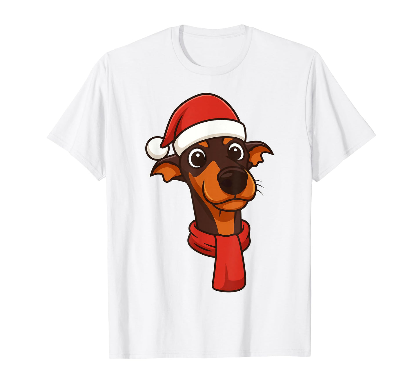 Doberman Dog Christmas Pajama Santa Hat Funny Xmas PJs Girls T-Shirt