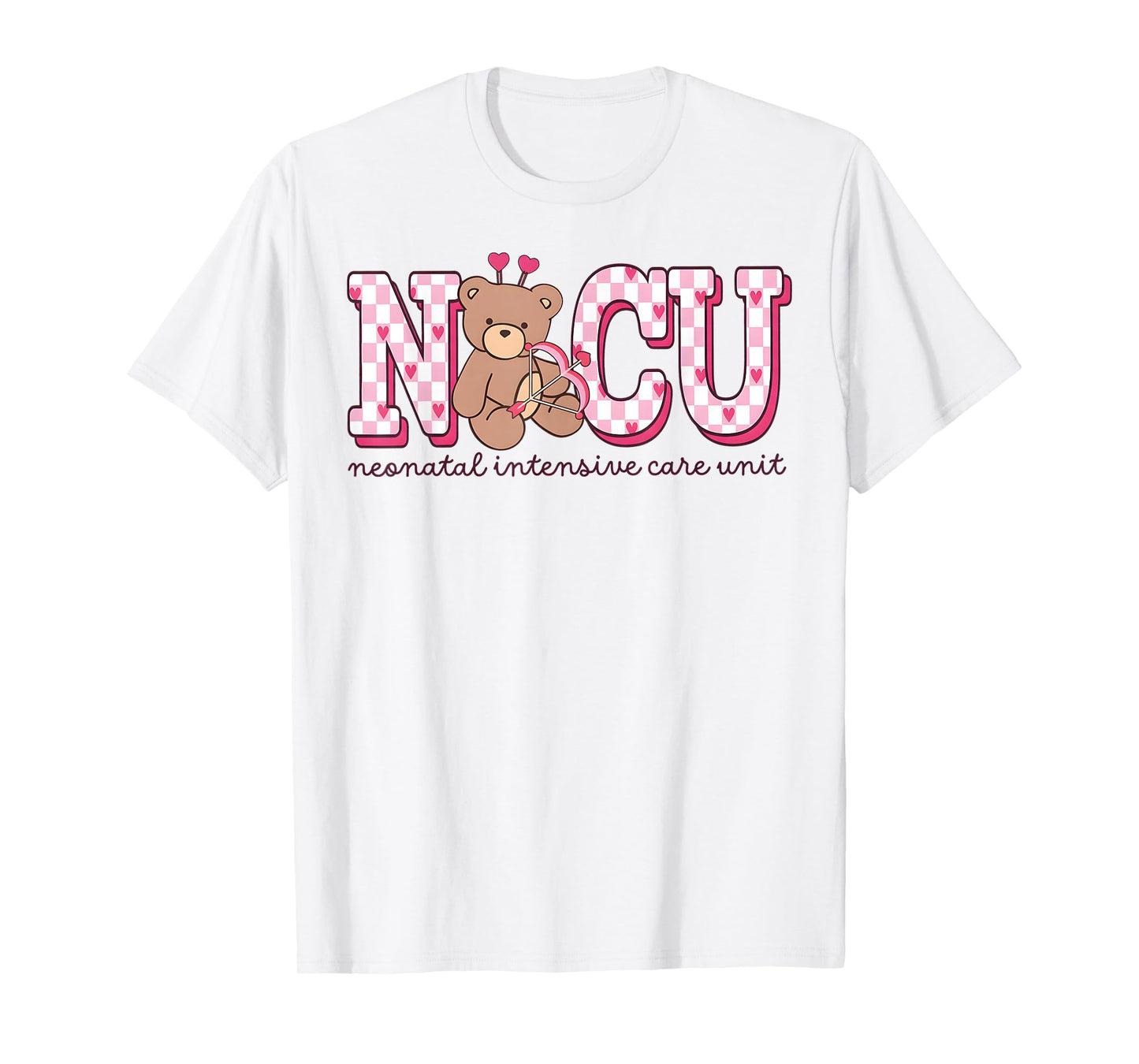 NICU Nurse Valentines Day NICU Bear Holiday Work Neonatal IC T-Shirt