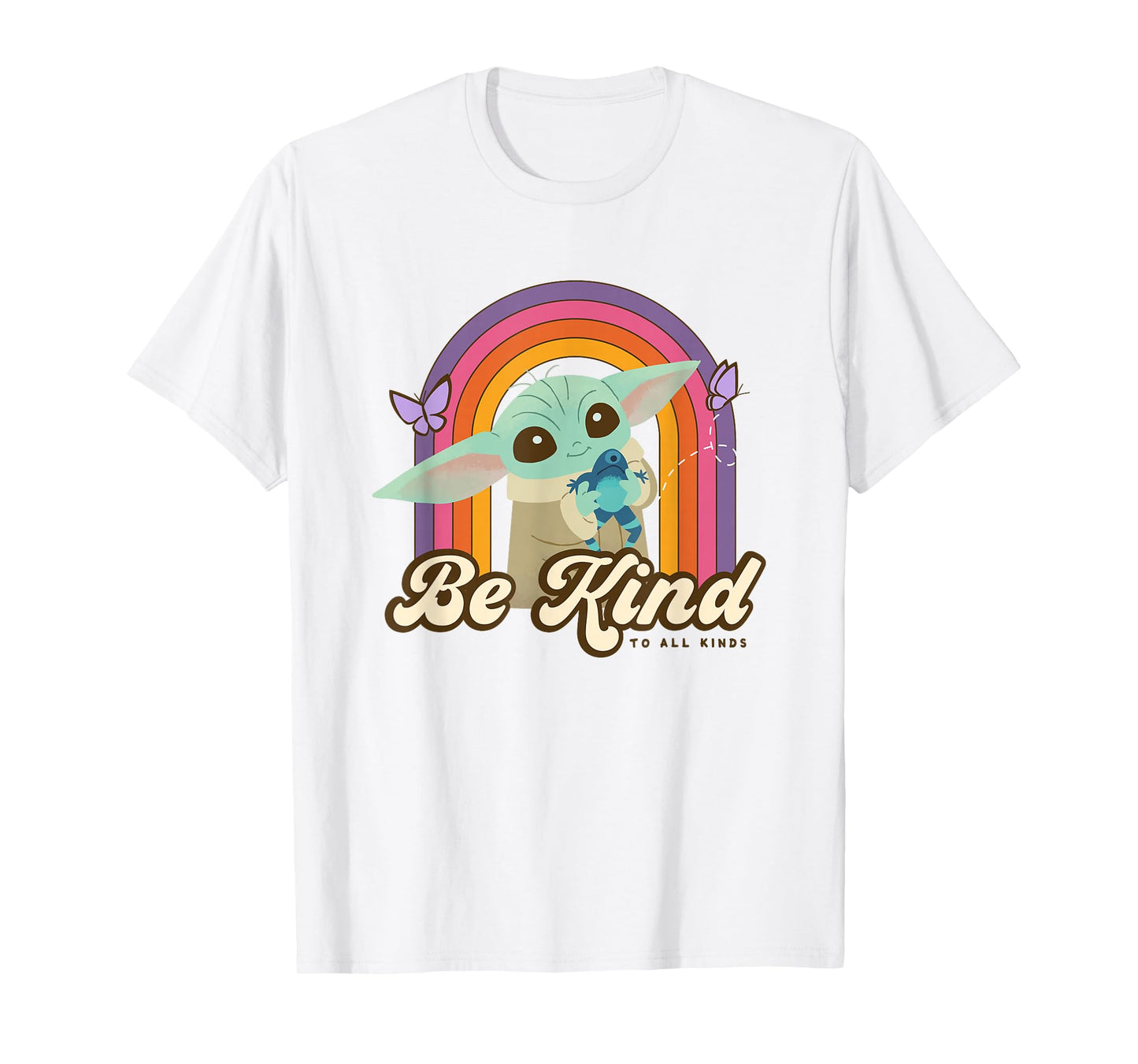 Star Wars The Mandalorian Grogu Be Kind Retro Rainbow T-Shirt
