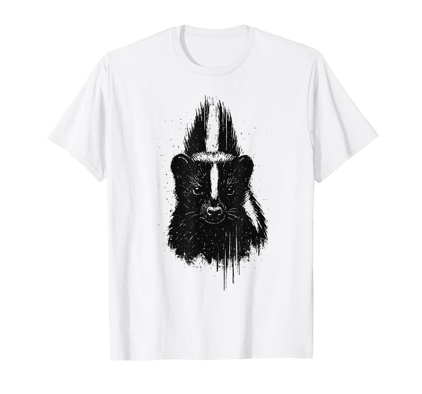 Skunk Ink Art Grunge Aesthetic Forest Animal Nature Portrait T-Shirt