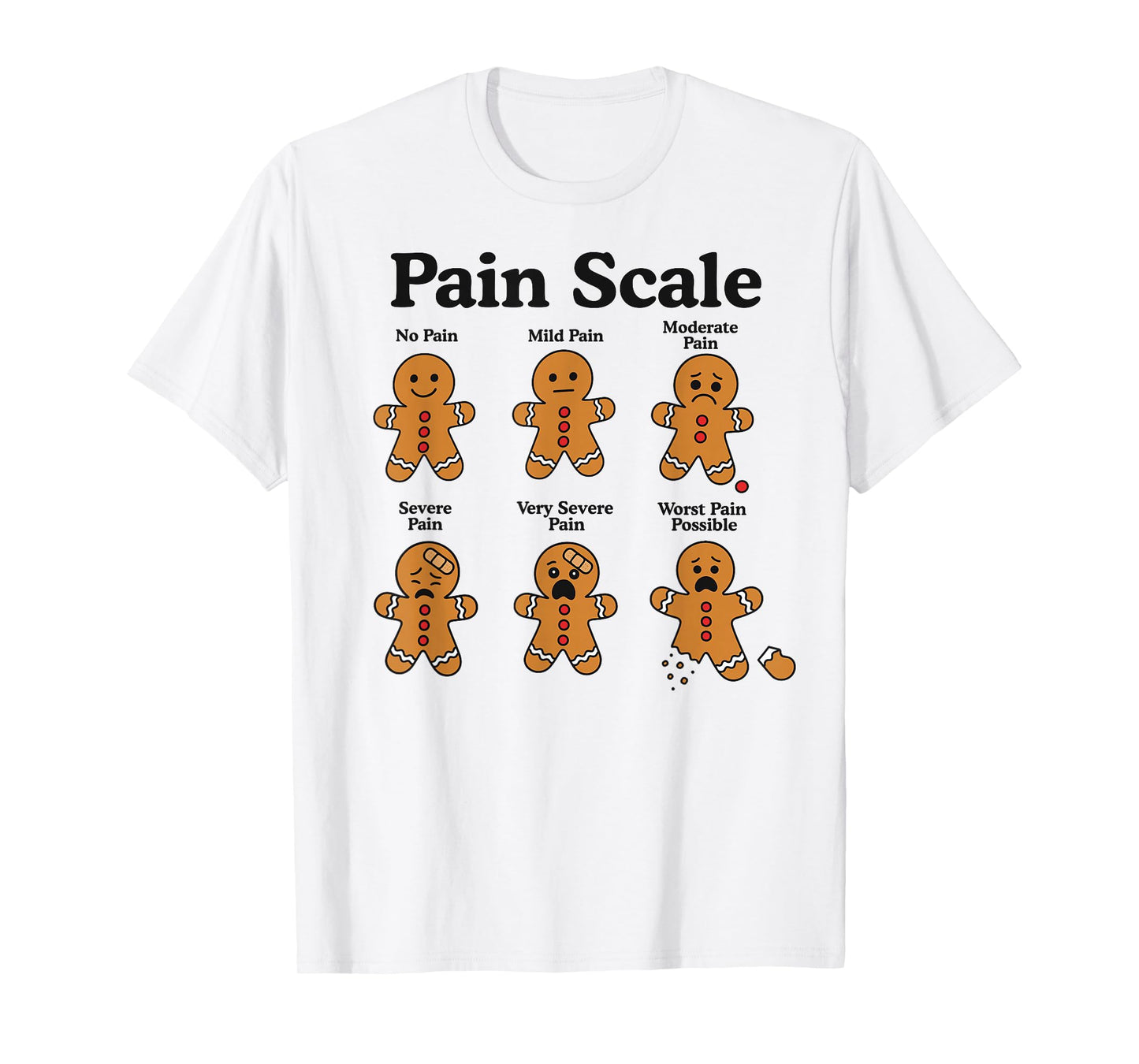 Pain Scale Gingerbread Man Funny Nurse Christmas ICU Nurse T-Shirt