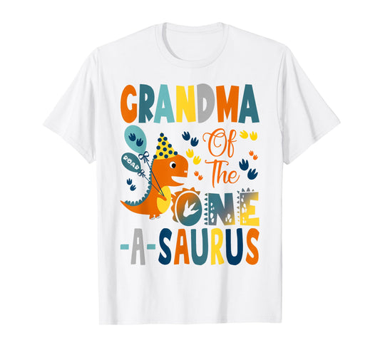 Grandma of The One-A-Saurus 1st Birthday Boy Dinosaur T-Shirt