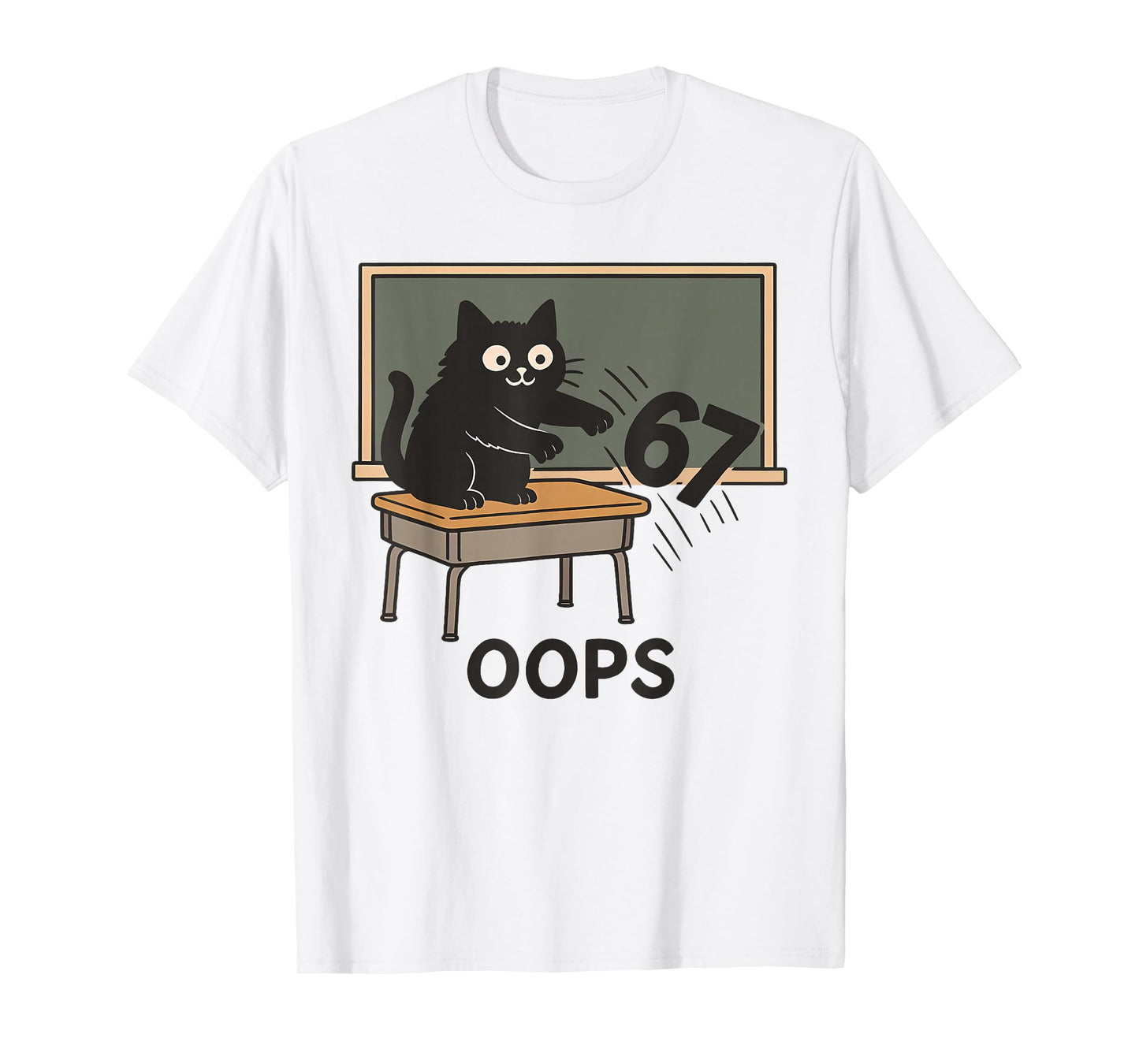 Oops Funny Anti 67 Teacher Six Seven Cute Cat Teacher T-Shirt