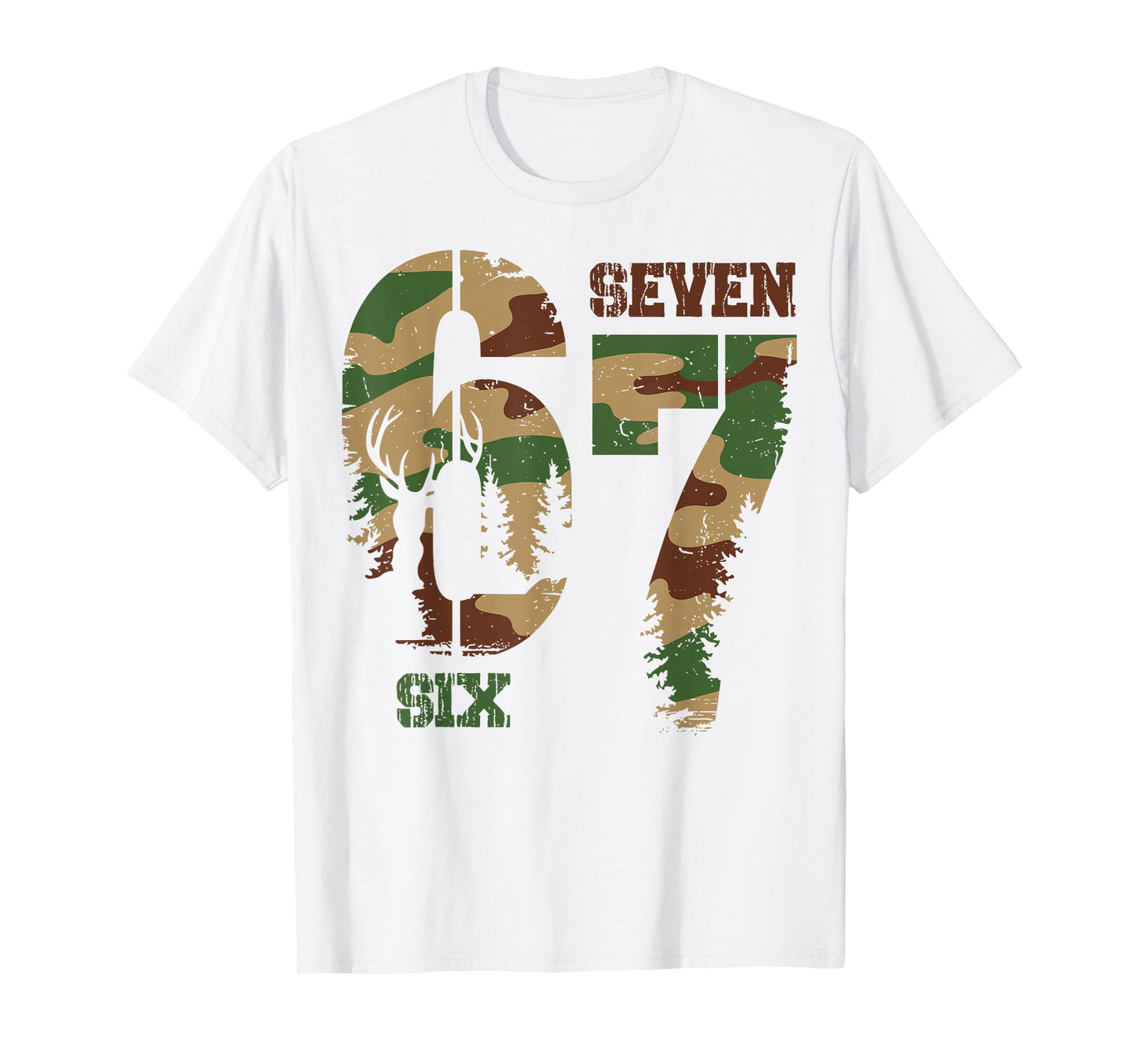 67 Six Seven Meme Camo Deer Hunting Gift for Boys Men Hunter T-Shirt