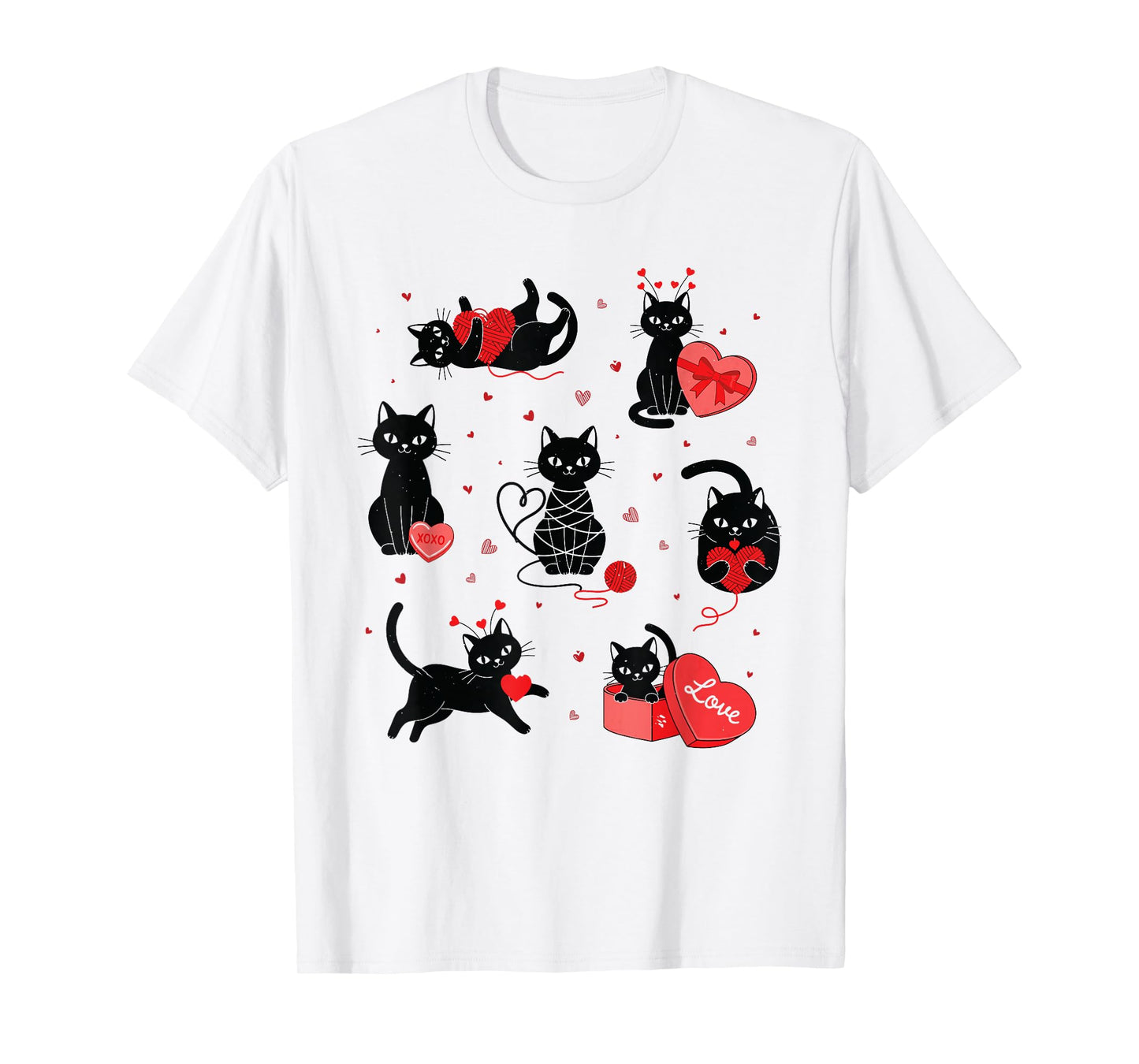 Funny Valentine Cats Love Hearts Cute Cat for Women & Girls T-Shirt