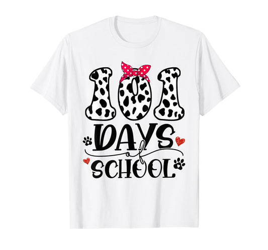 Cute Dog Happy 101 Days School Teacher Student 100 Days T-Shirt
