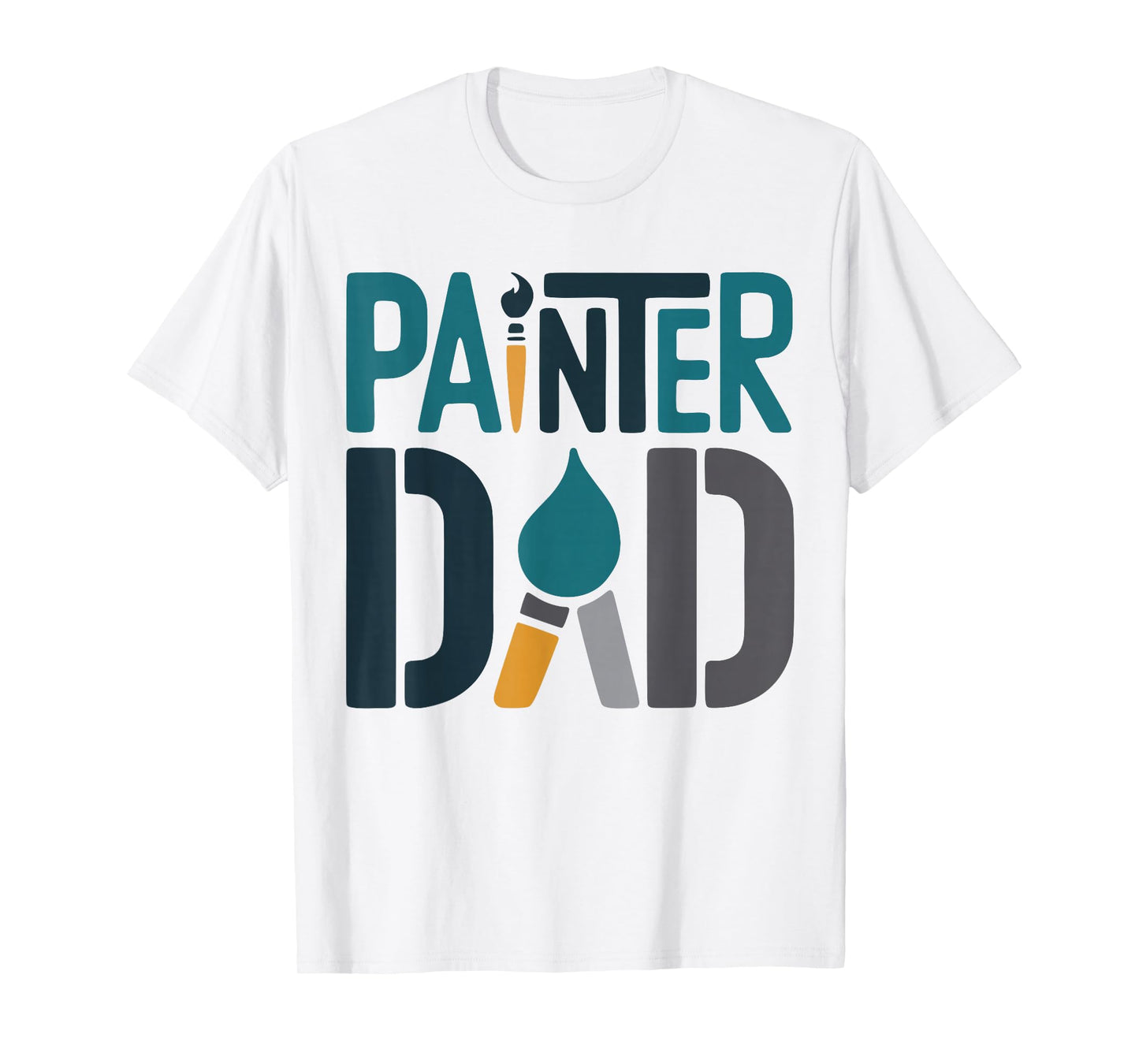 Painter Dad with Paintbrush Art Graphic T-Shirt