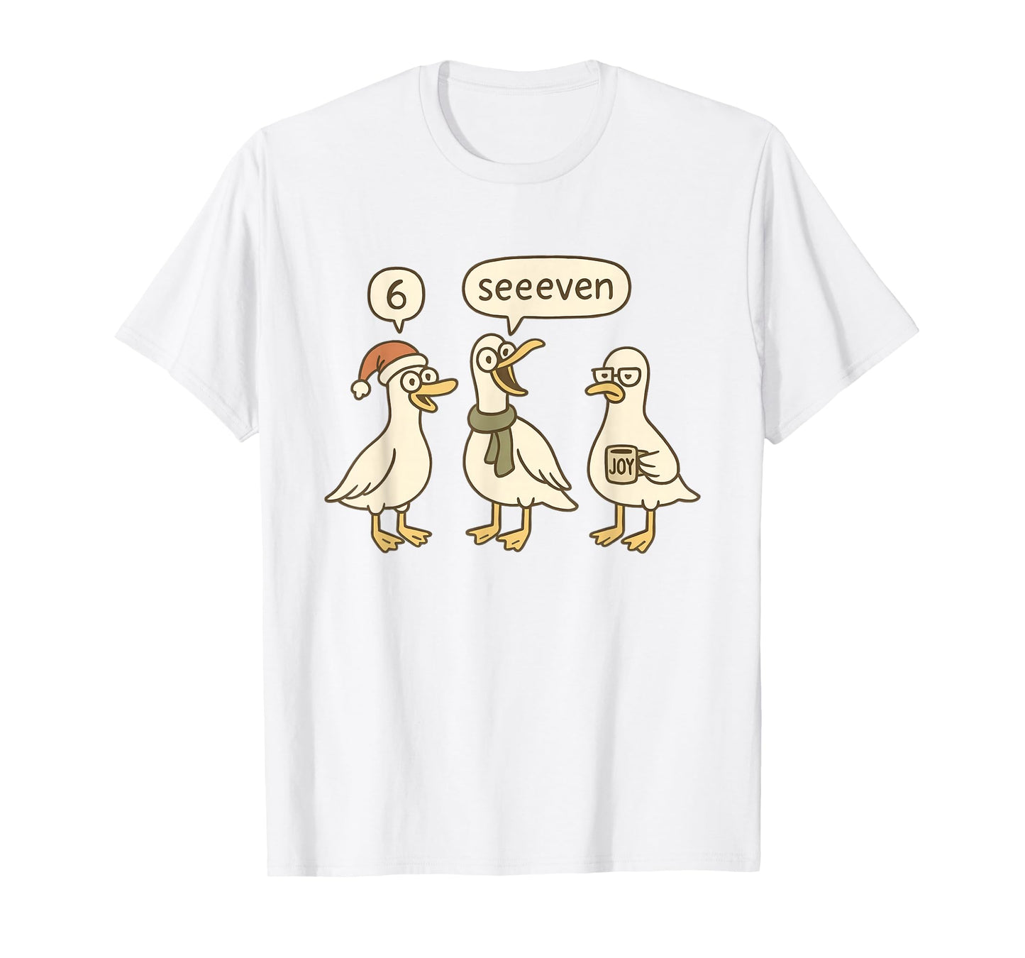 Women Funny 6 7 Christmas Teacher Holiday Geese Six Seven T-Shirt