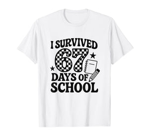 67 Days of School Groovy Checkered T-Shirt