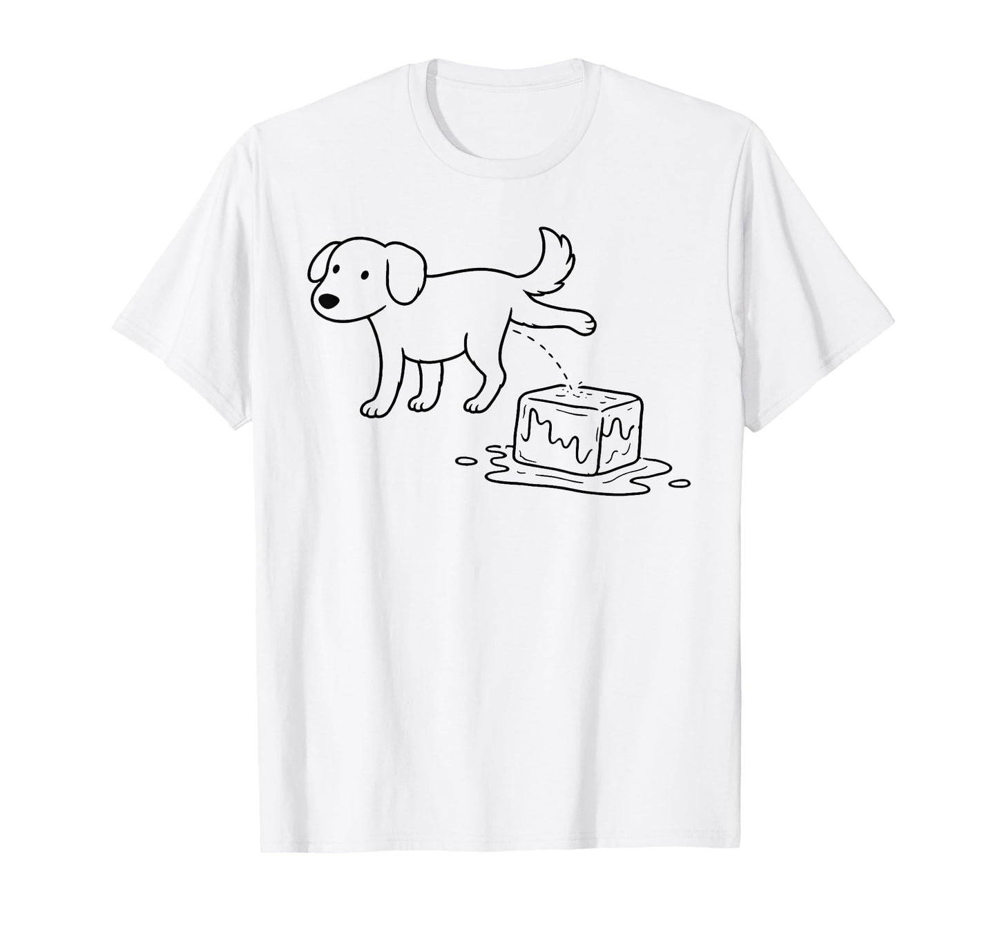 Dog Ice Funny Dog Humor Line Art T-Shirt