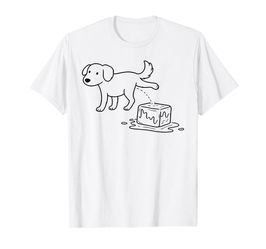 Dog Ice Funny Dog Humor Line Art T-Shirt