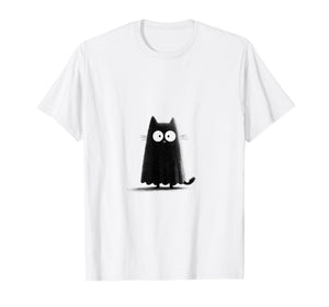 Goth Cat Ghost Halloween Cute Spooky Art T-Shirt