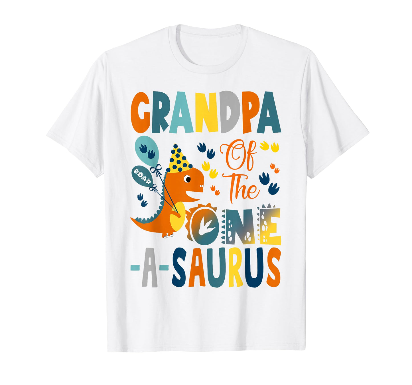 Grandpa of The One-A-Saurus 1st Birthday Boy Dinosaur T-Shirt