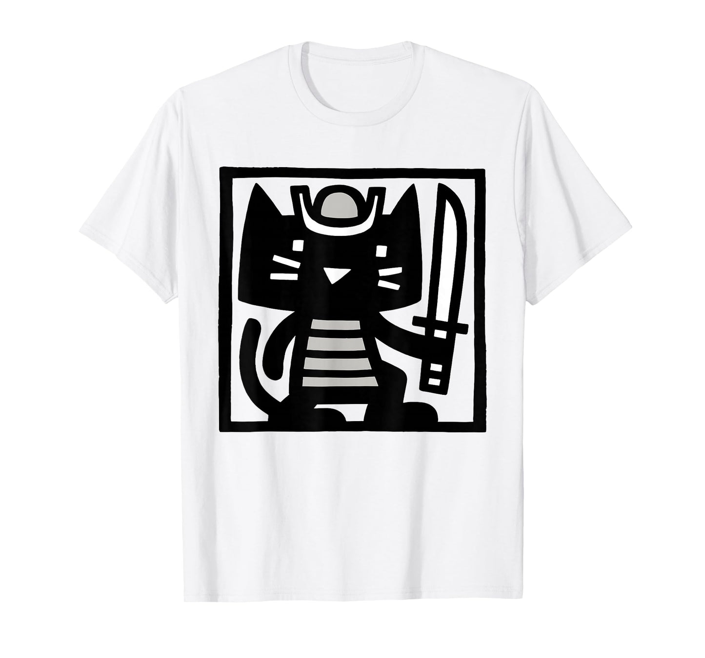 Samurai Cat Illustration – Warrior Cat with Sword T-Shirt