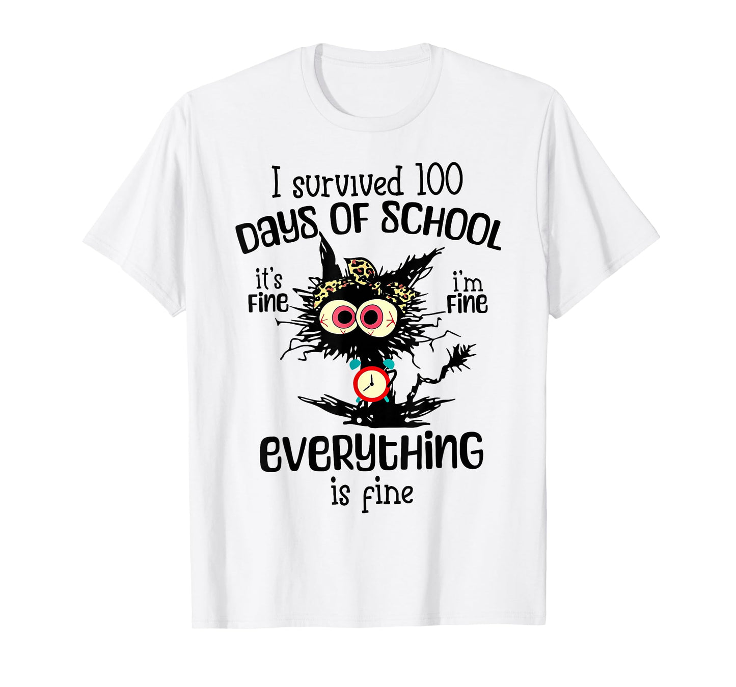 I Survived 100 Days of School Funny Teacher Boys Girls Kids T-Shirt