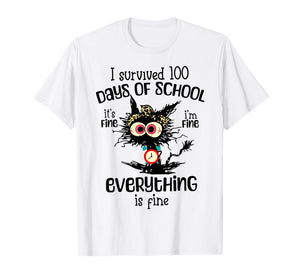 I Survived 100 Days of School Funny Teacher Boys Girls Kids T-Shirt