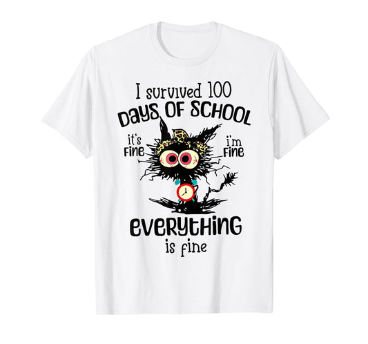 I Survived 100 Days of School Funny Teacher Boys Girls Kids T-Shirt