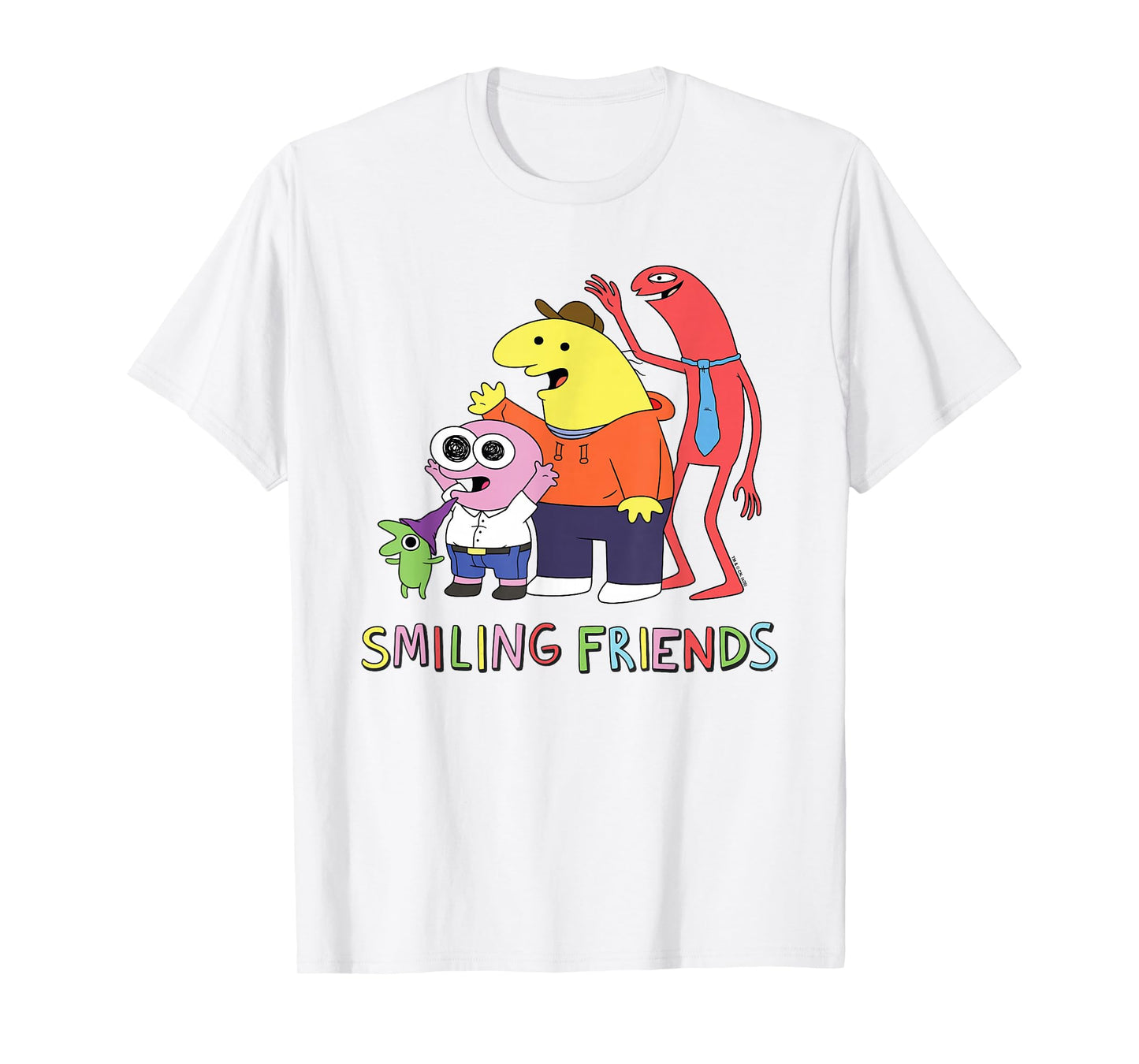 Smiling Friends Stacked Characters with Logo Cartoon T-Shirt