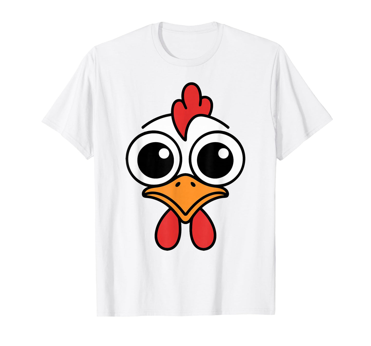 Funny Chicken Face Big Eyes Cartoon Rooster Halloween Outfit T-Shirt