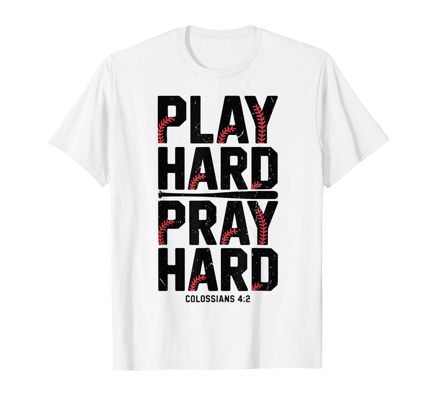 Play Hard Pray Hard Youth Boy Christian Baseball Jesus Gift T-Shirt