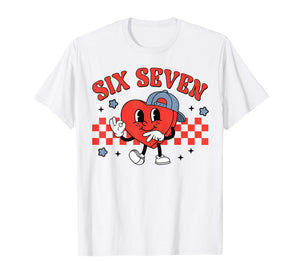 Checkered Six Seven Cool Hearts 67 Valentines Day Men Boys T-Shirt