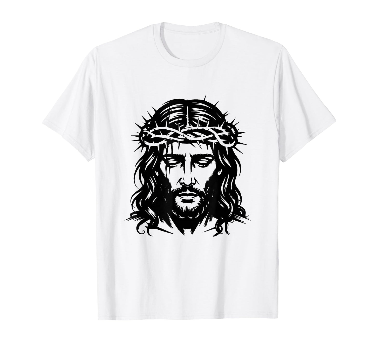 Jesus Crown of Thorns Black and White Faith T-Shirt