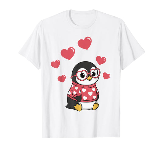 Kawaii Penguin with Hearts Funny Penguin Lover for Girls T-Shirt