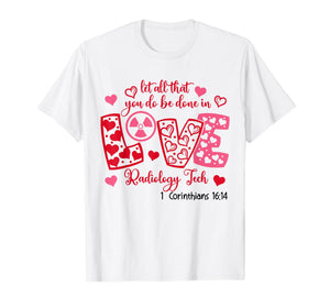 Retro Love Radiology Tech Xray Valentines Day Bible Verse T-Shirt