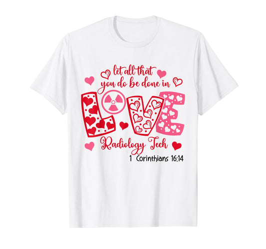 Retro Love Radiology Tech Xray Valentines Day Bible Verse T-Shirt
