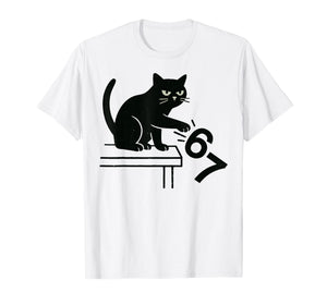 Funny Cat Knocking Off 67 Cat Meme for Men Women T-Shirt