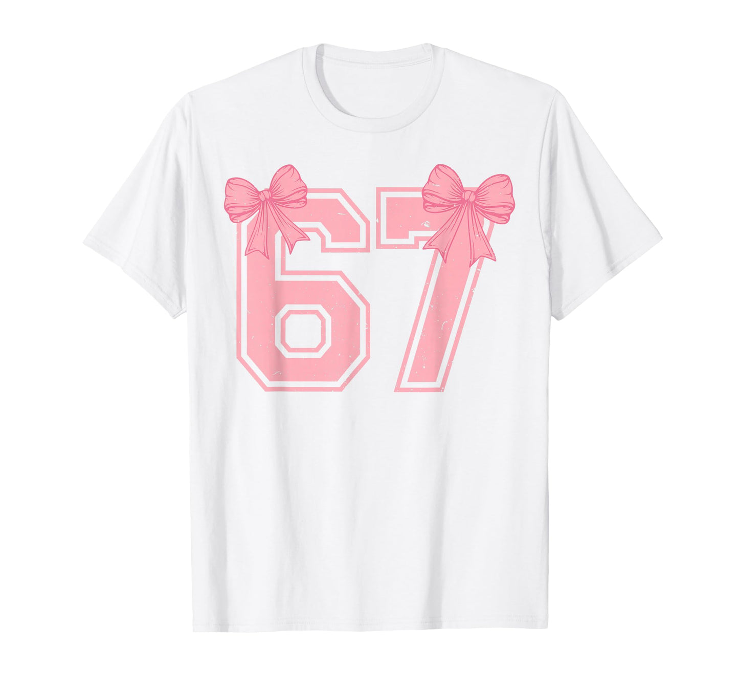 67 Six Seven Meme Coquette Pink Bow 6 7 Gen Alpha Slang Girl T-Shirt