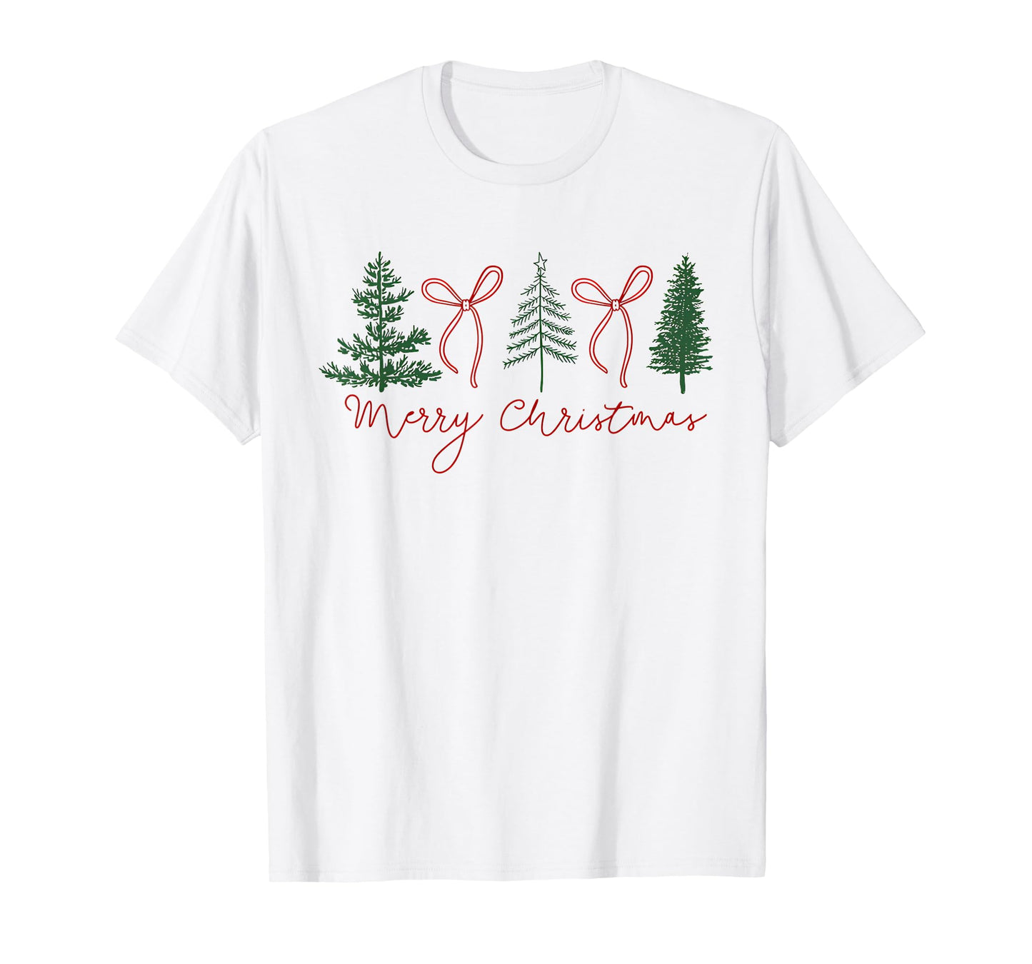 Merry Christmas Coquette Bow Pink Tree Xmas Girls Holiday T-Shirt