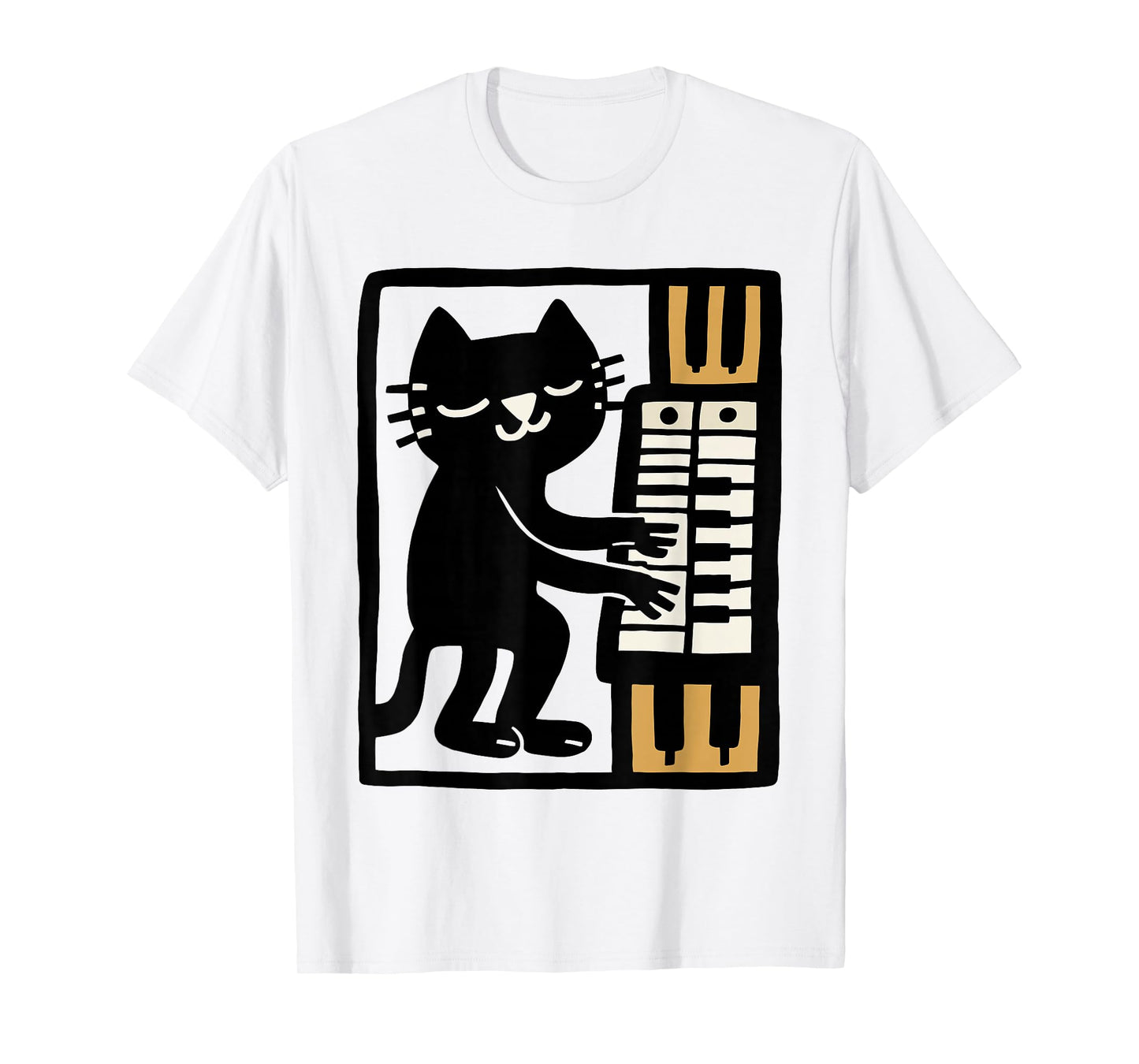 Cat Playing Organ – Funny Organist Cat Music Illustration T-Shirt